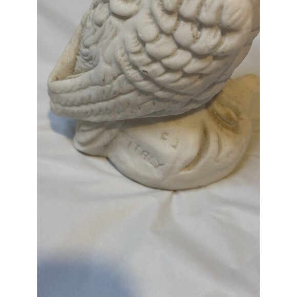 A Pair of Vintage Alabaster White Owl Figurine Yellow Eyes Made In Italy - Picture 6 of 8